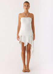 Khalida Jersey Halter Mini Dress - White