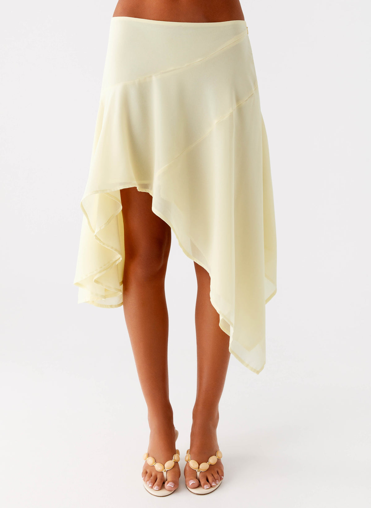 Kia Low Rise Asymmetrical Midi Skirt - Yellow