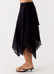 Kia Low Rise Asymmetrical Midi Skirt - Black