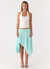 Kia Low Rise Asymmetrical Midi Skirt - Aqua