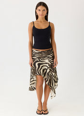 Kia Low Rise Asymmetrical Midi Skirt - Zebra
