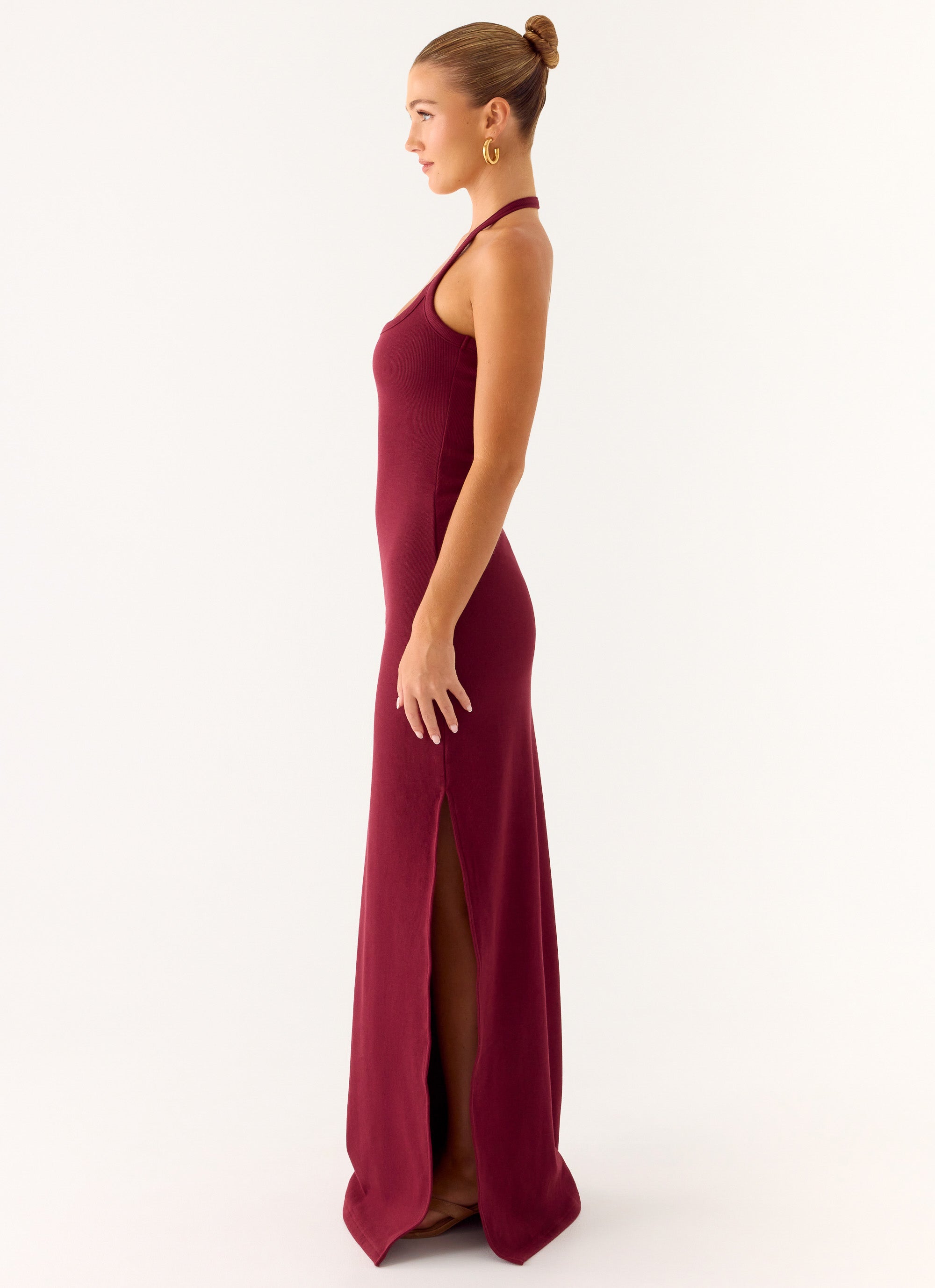 Kill This Love Ribbed Maxi Dress - Dark Cherry