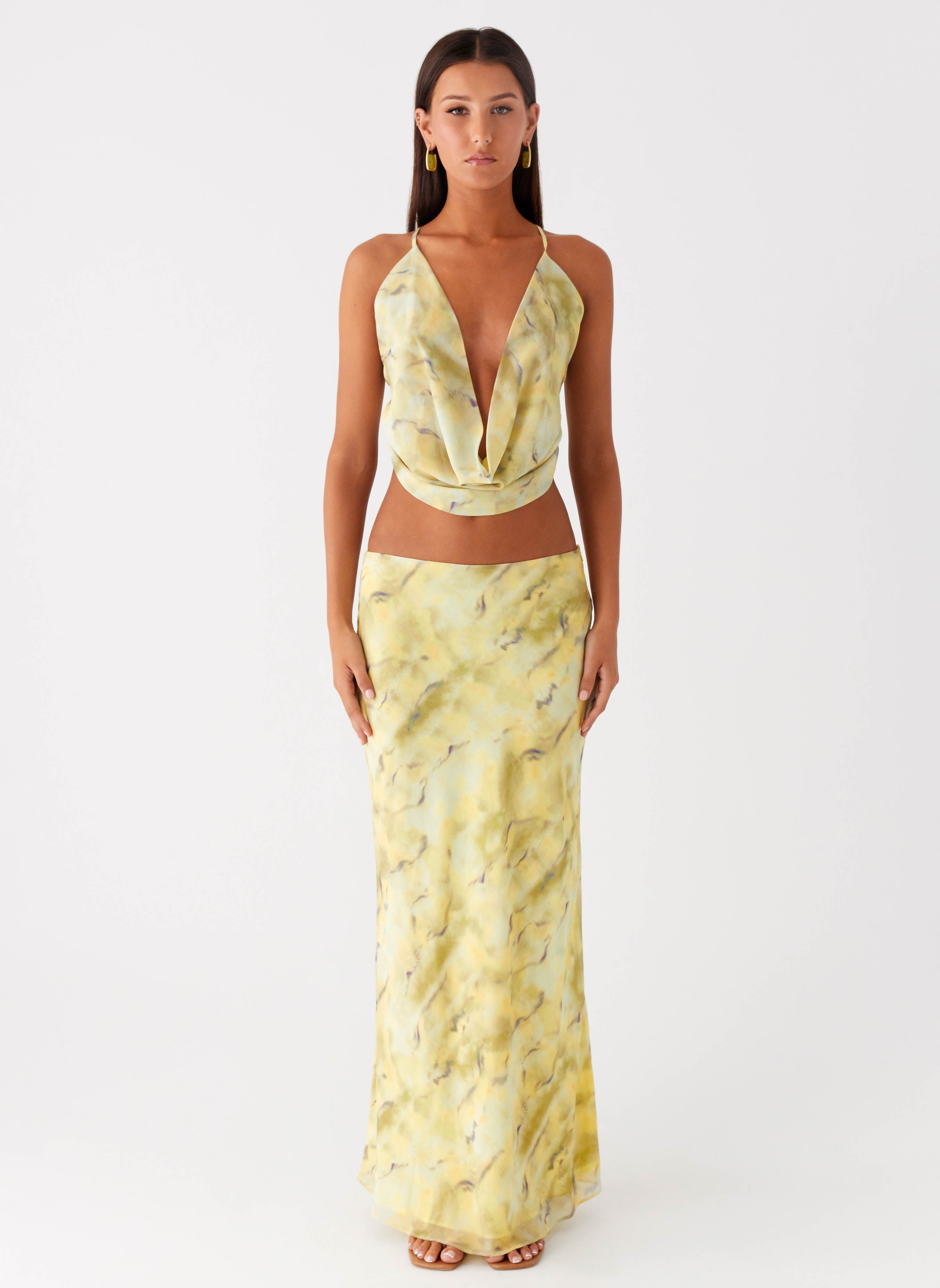 Kylo Low Rise Maxi Skirt - Yellow Tie Dye