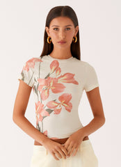 Late Night Mesh Baby Tee - Siena Floral