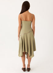 Lazure Midi Dress - Pale Olive