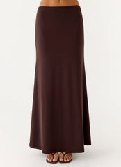 Like A Flower Maxi Skirt - Chocolate