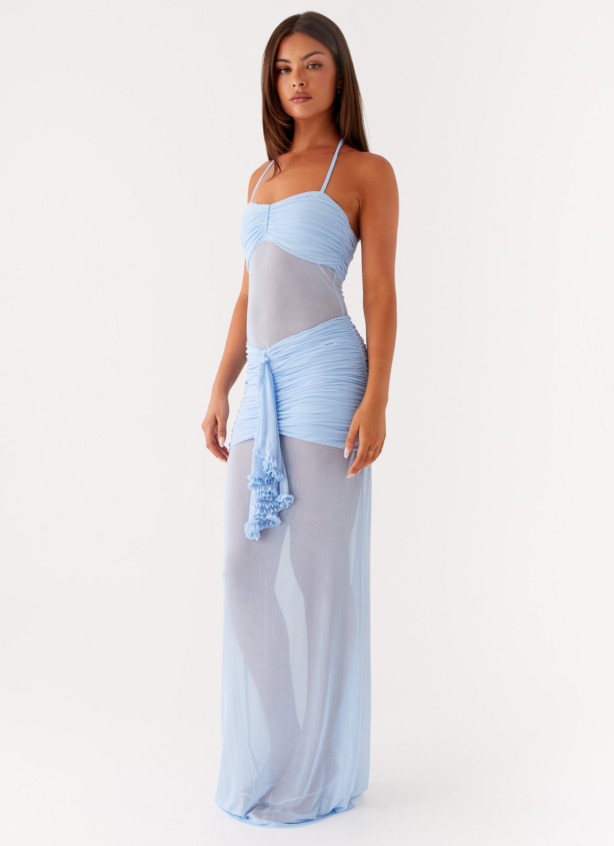 Lily Halter Maxi Dress - Blue