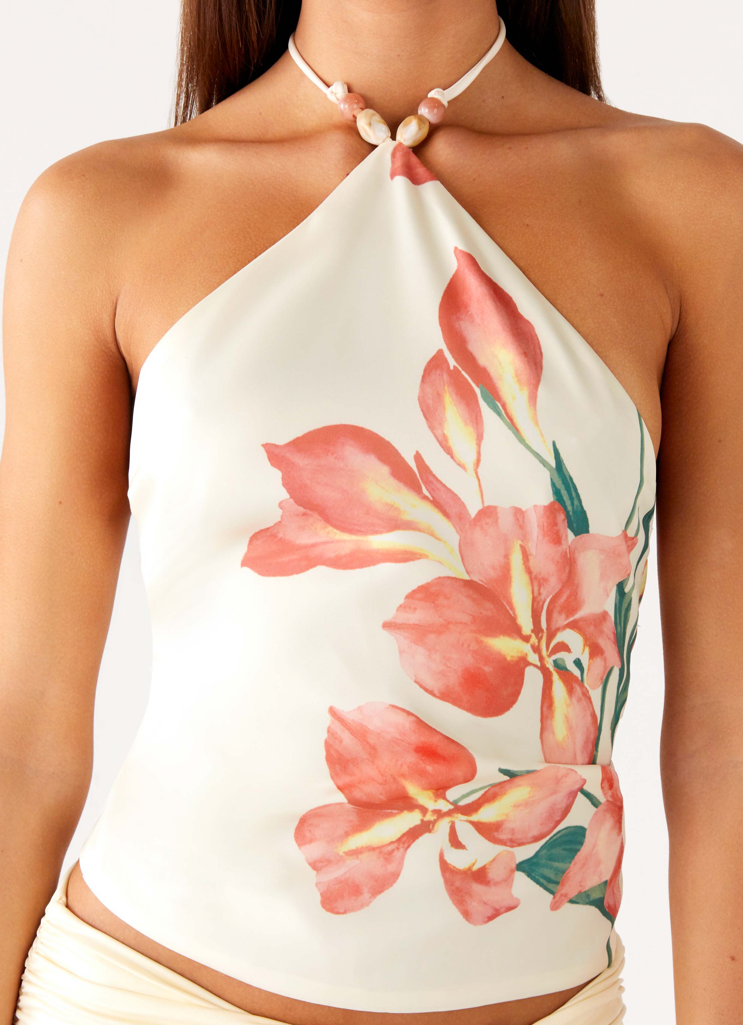 Loreta Beaded Tie Back Top - Siena Floral