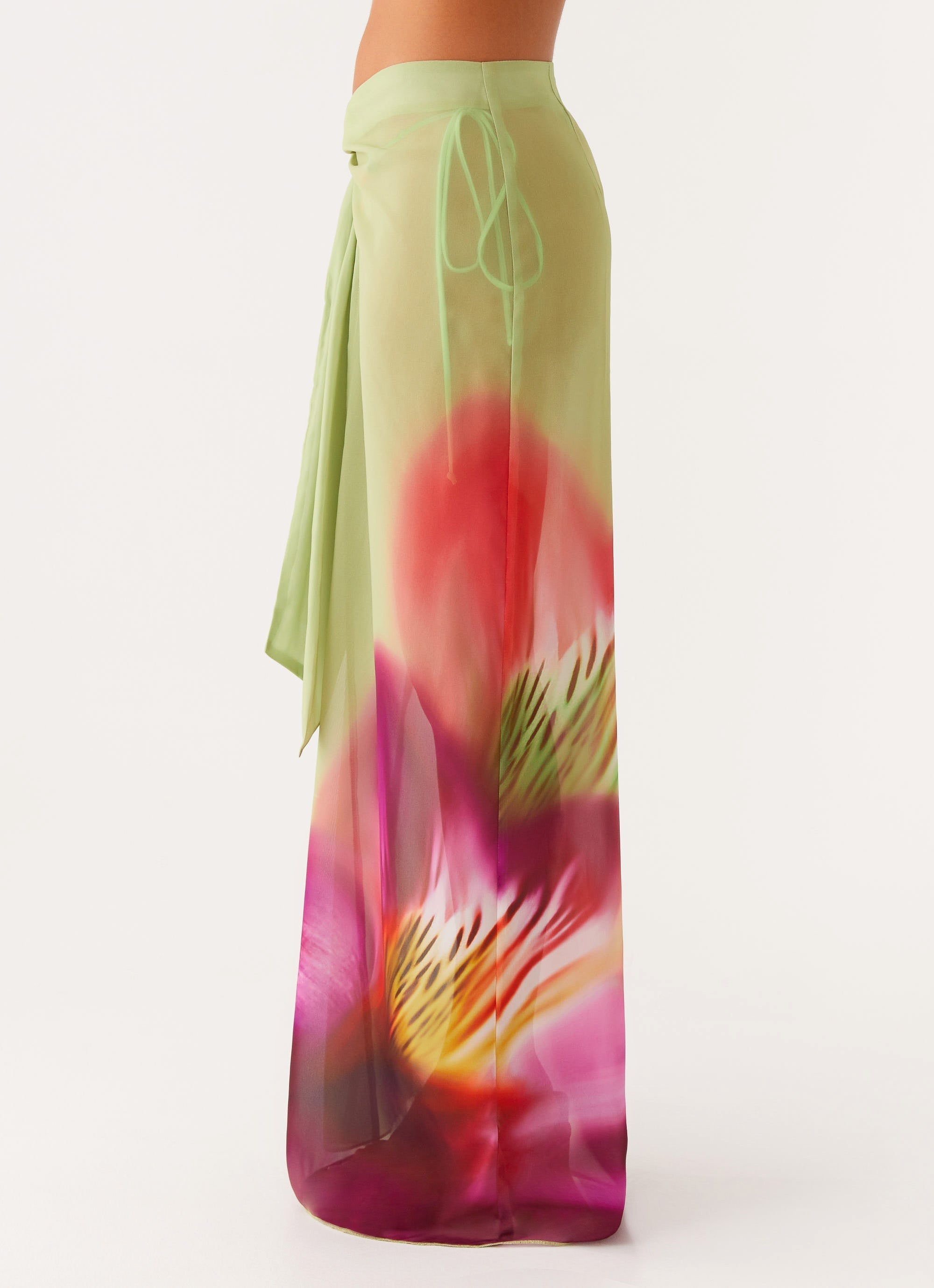Low Tide Sarong Maxi Skirt - Green Tropical