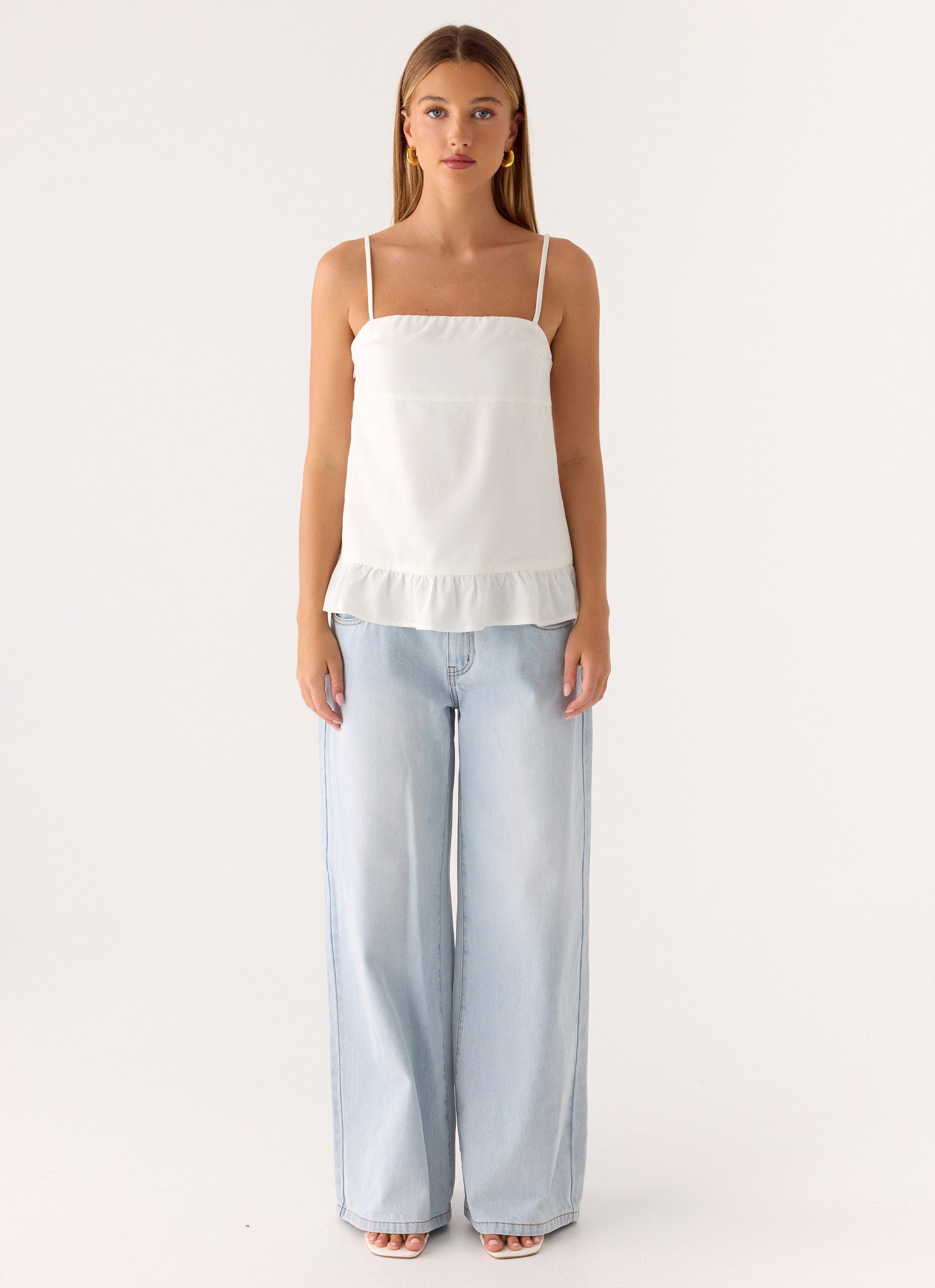 Lucie Mae Linen Top - White