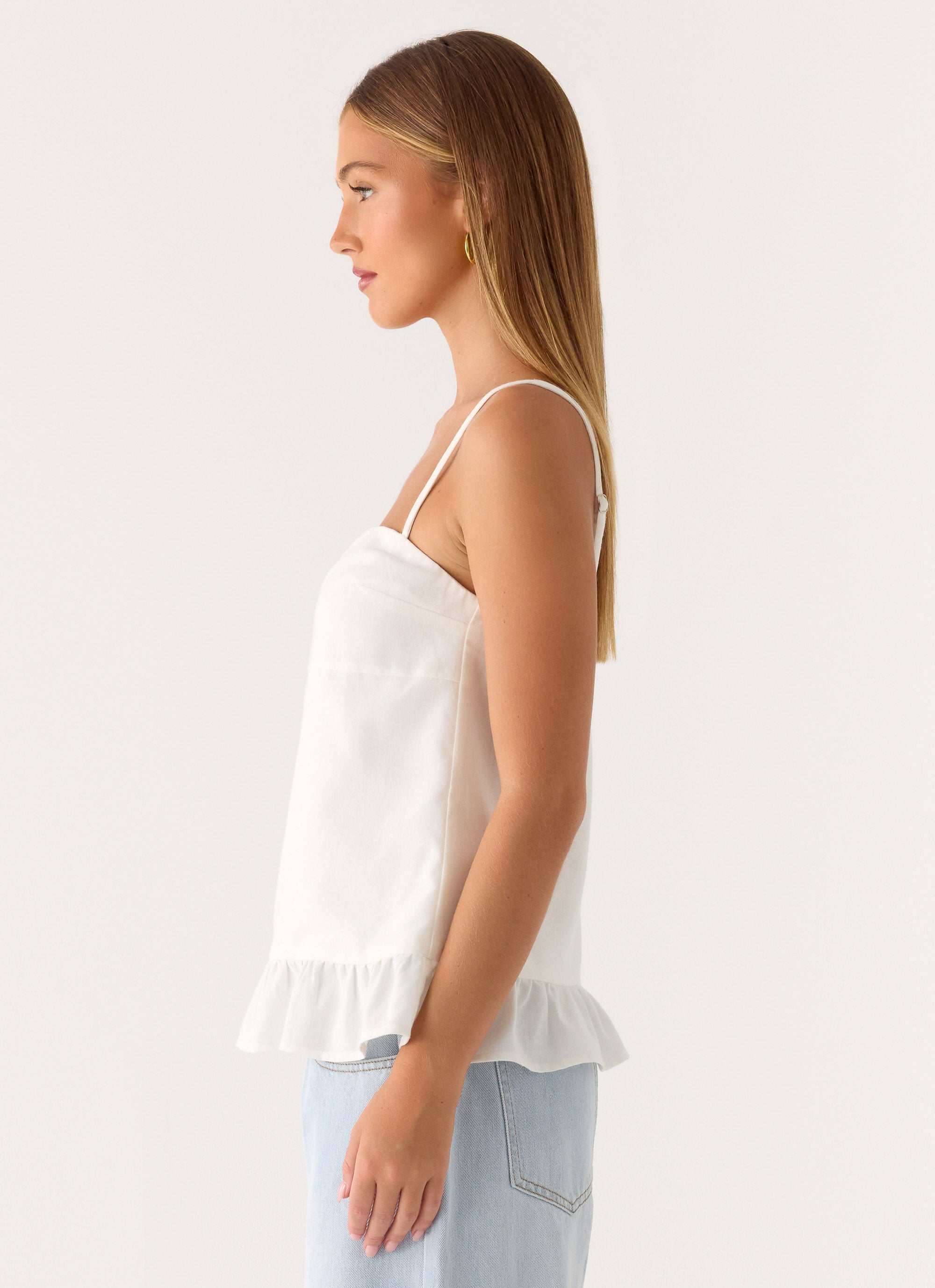 Lucie Mae Linen Top - White