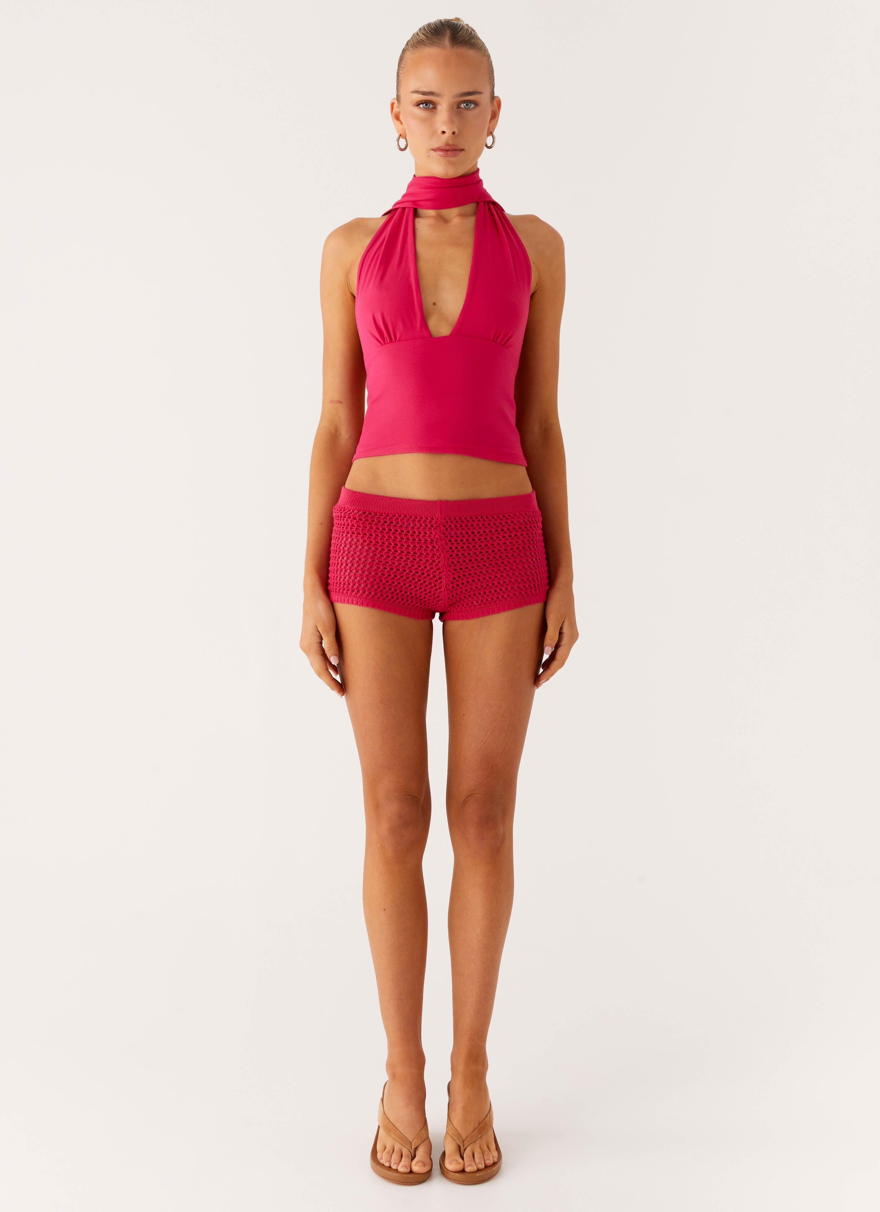 Lukella Crochet Mini Short - Hot Pink