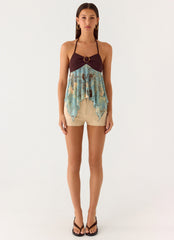 Lyrica Halter Top - Aqua Blur