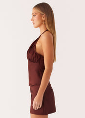 Mabel Halter Top - Chocolate