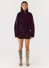 Marlow Faux Suede Jacket - Black