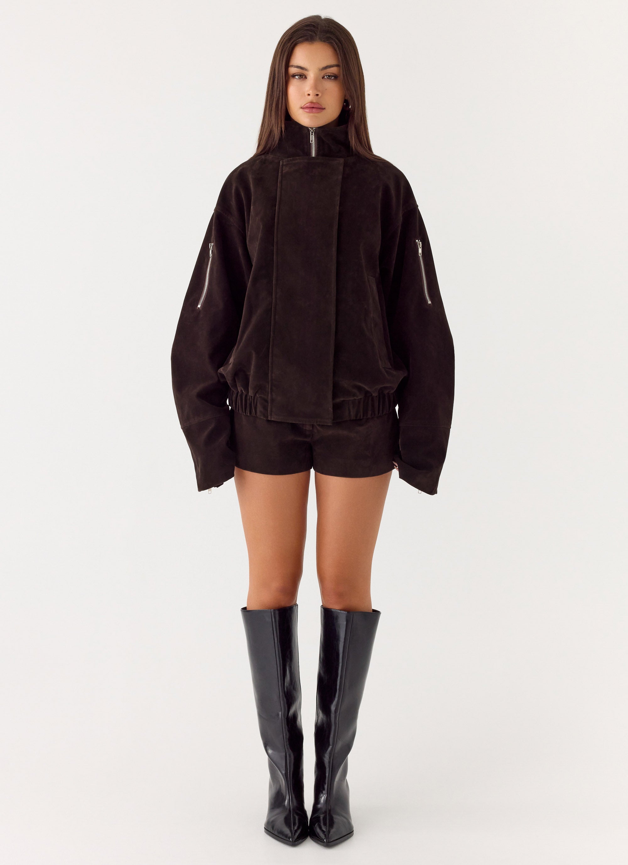 Marlow Faux Suede Jacket - Chocolate