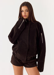 Marlow Faux Suede Jacket - Chocolate