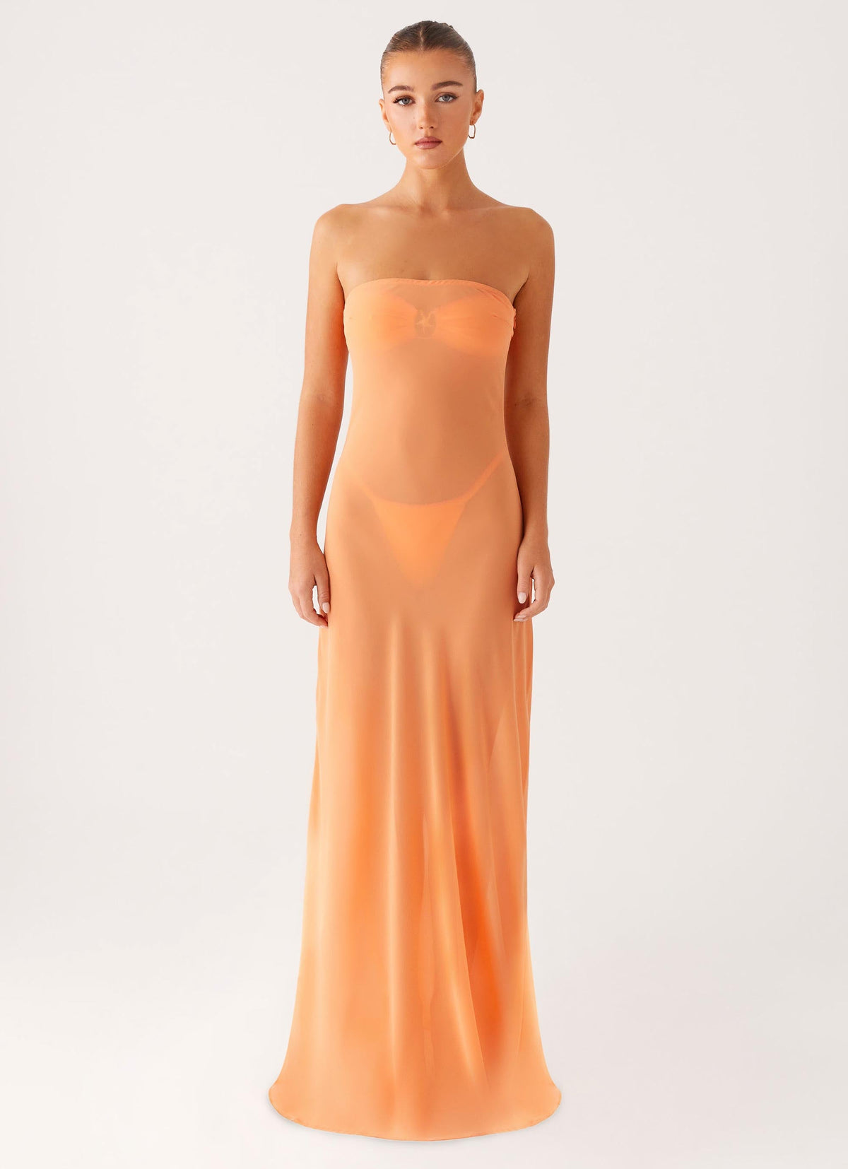 Mattie Strapless Maxi Dress - Orange