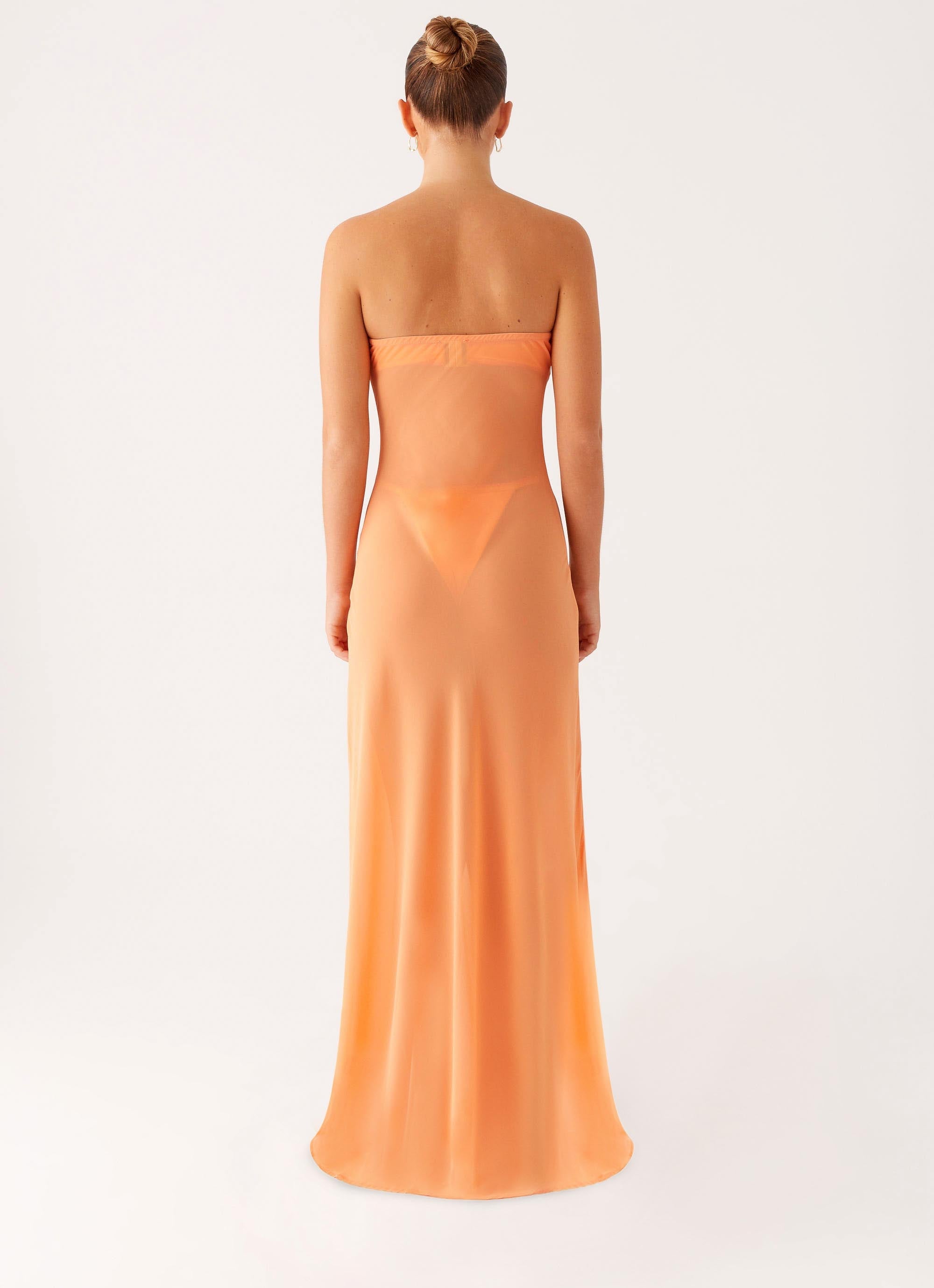 Mattie Strapless Maxi Dress - Orange