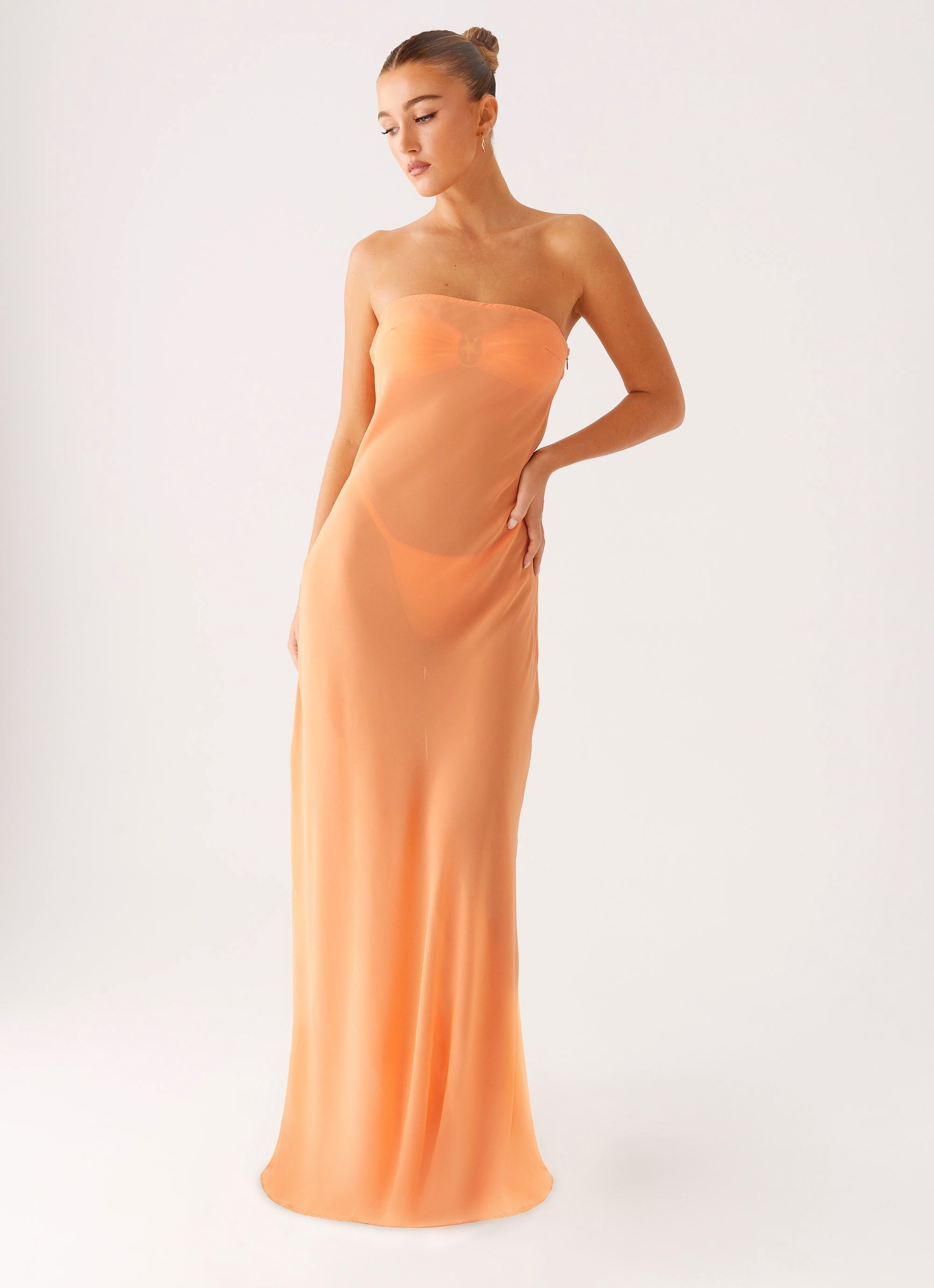 Mattie Strapless Maxi Dress - Orange