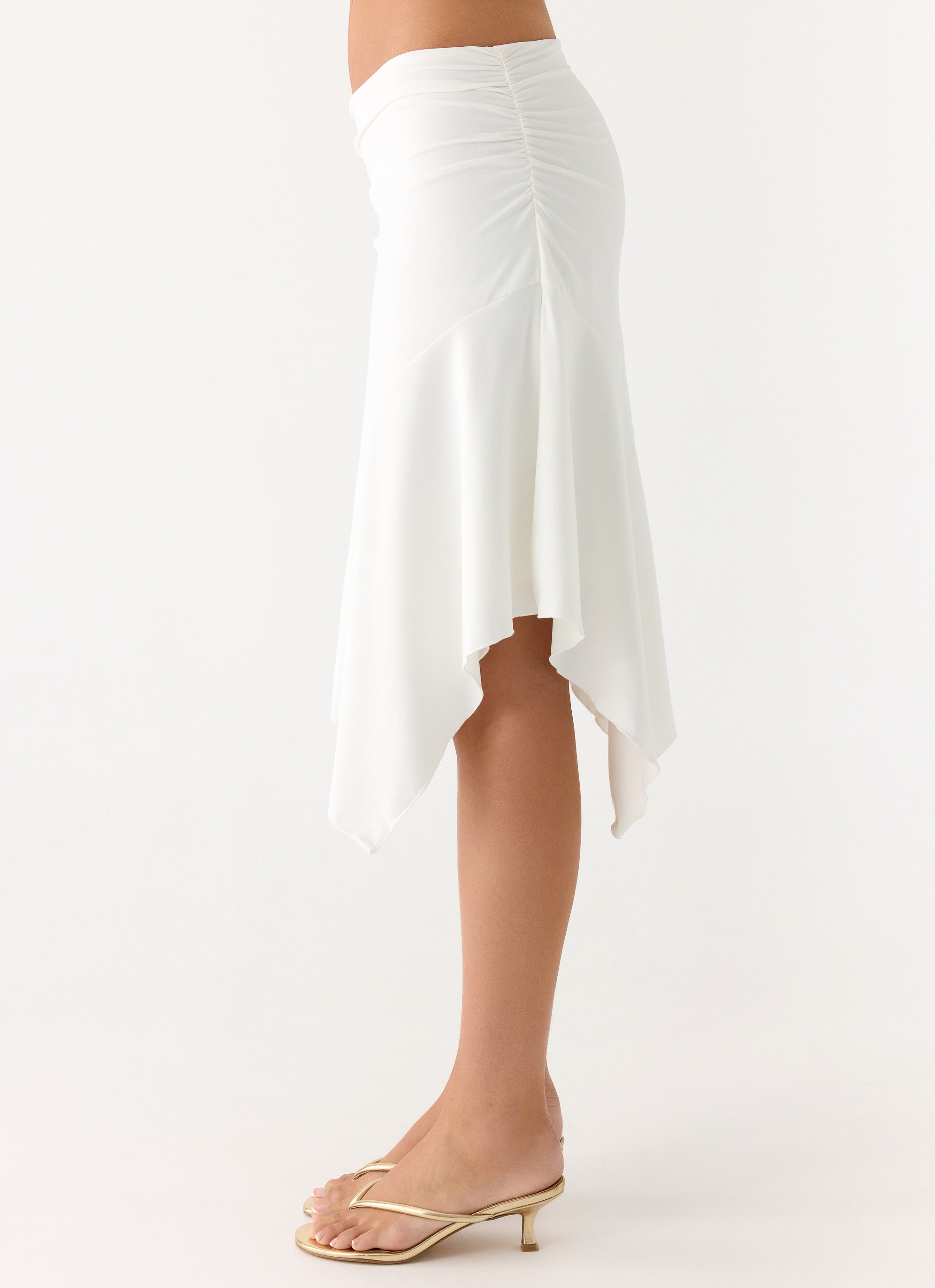 Maxina Asymmetrical Midi Skirt - White