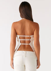 Maya Backless Top - Pearl