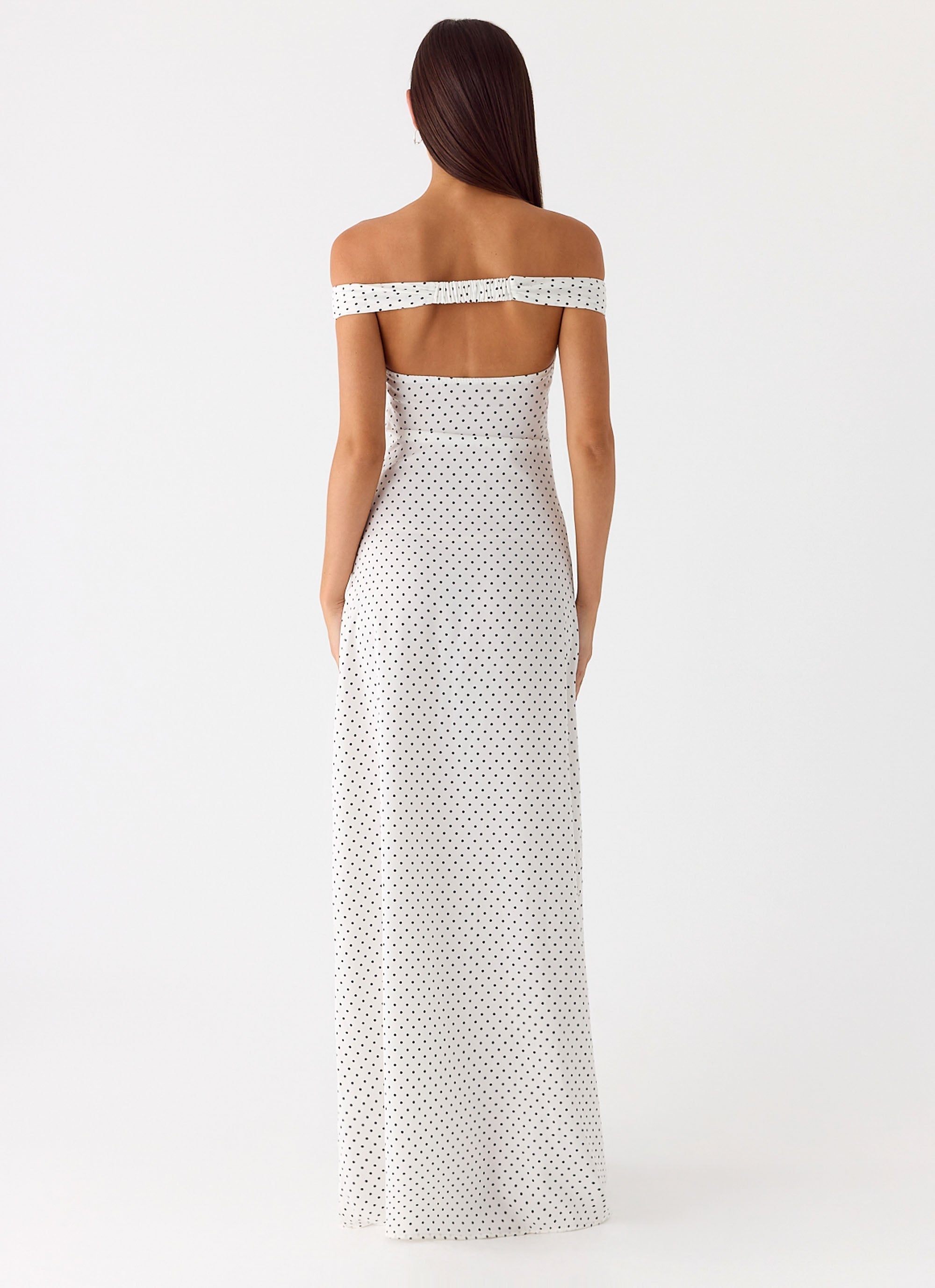 Melany Maxi Dress - White Polkadot