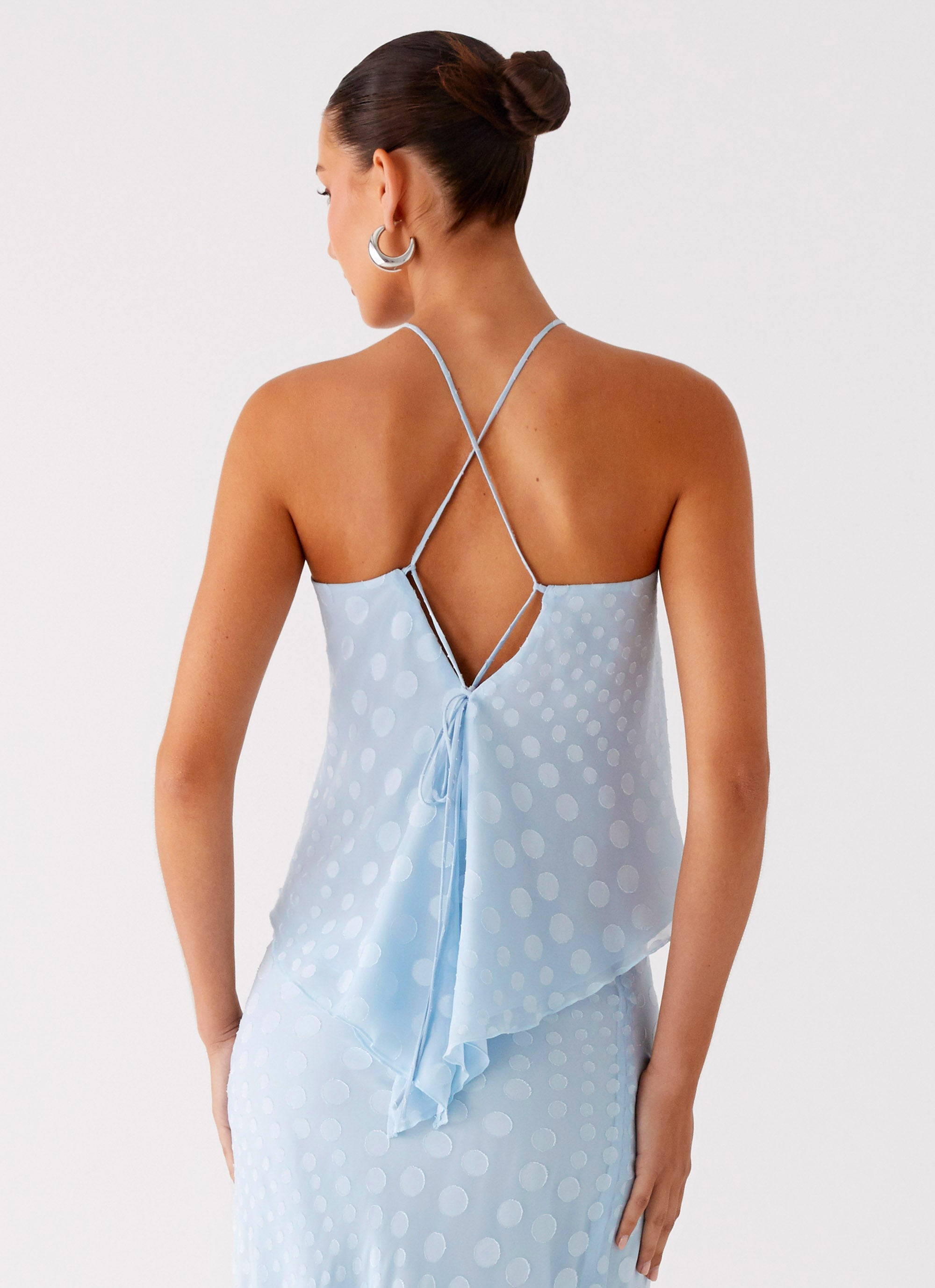 Mena Chiffon Spot Top - Blue