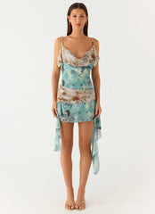 Meylissa Hanky Mini Dress - Aqua Blur