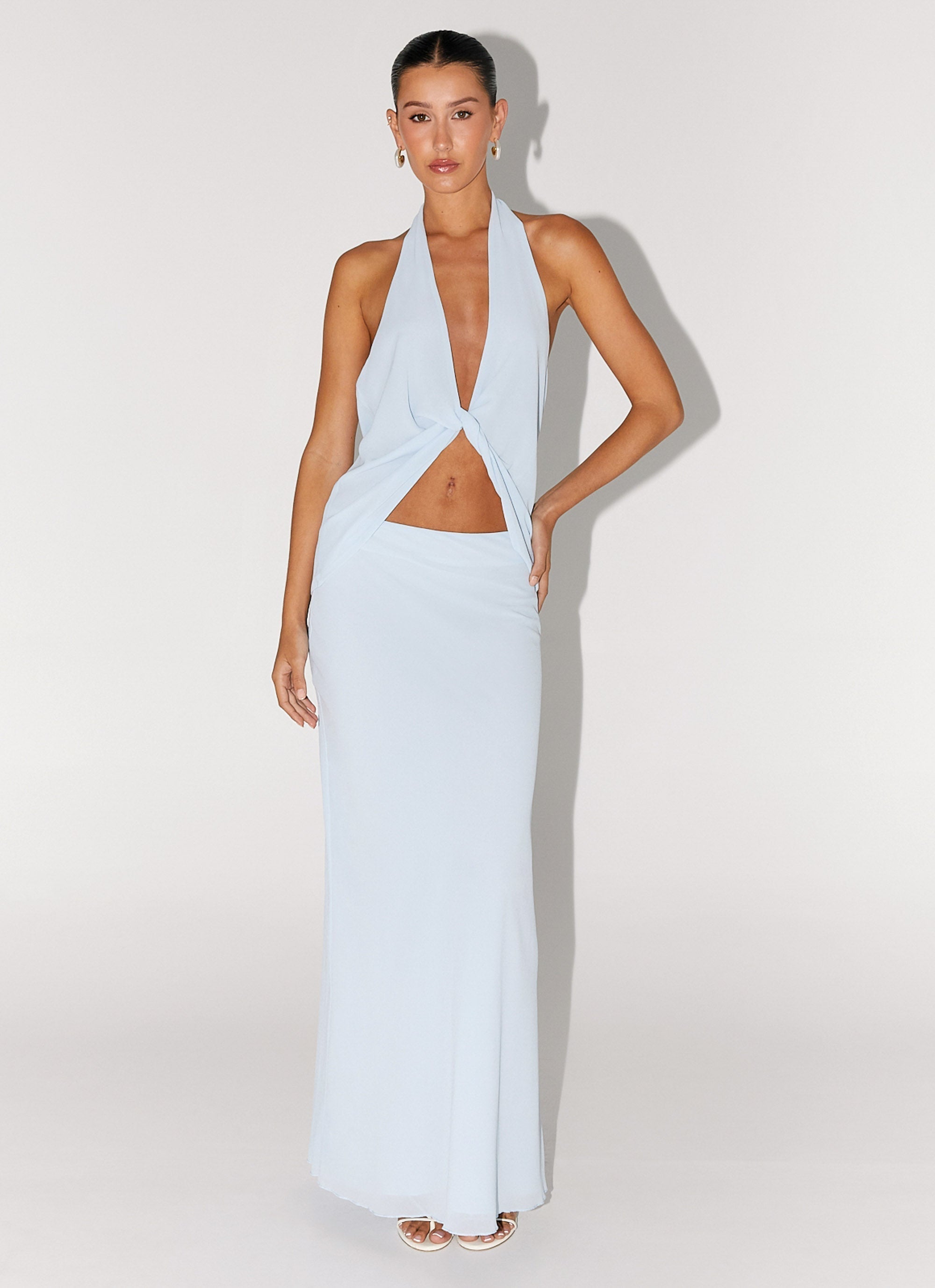 Michaella Chiffon Maxi Skirt - Blue
