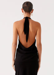 Michaella Chiffon Twist Top - Black
