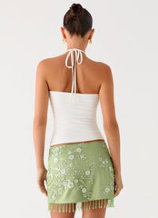 Midnight Tide Tie Side Mini Skirt - Green