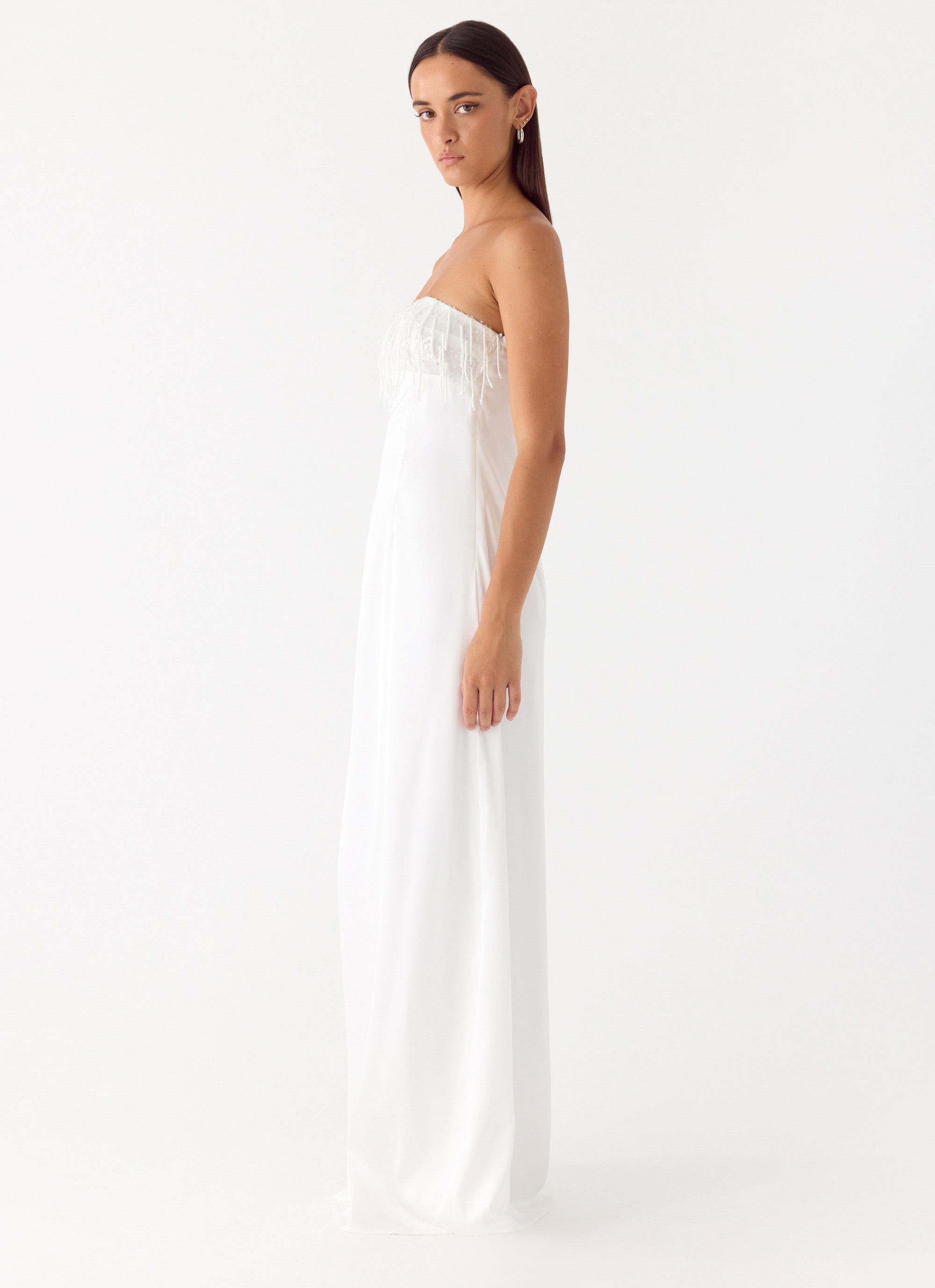 Miftie Beaded Sequin Maxi Dress - White