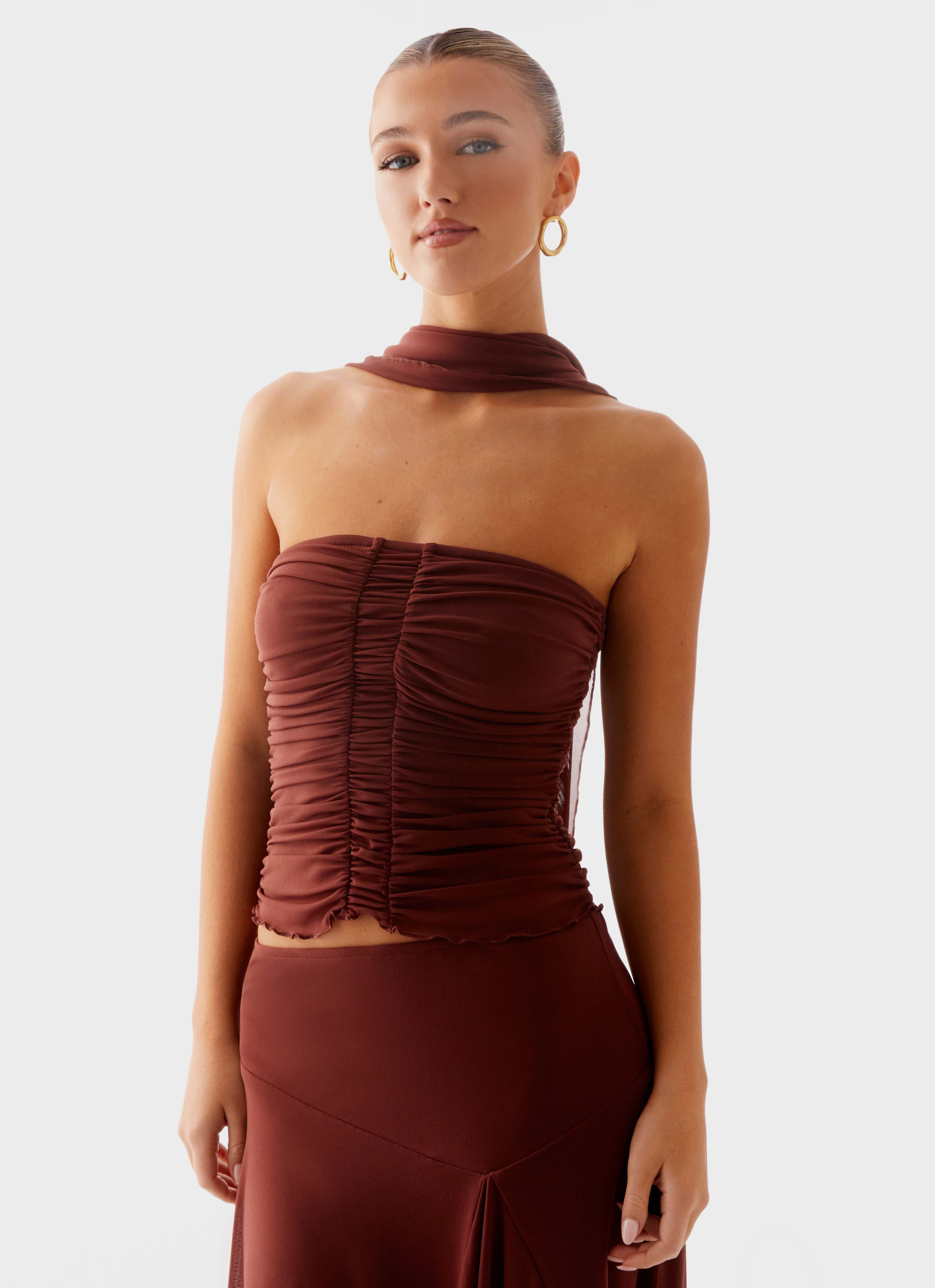 Mirage Scarf Top - Chocolate
