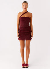 Misty Mesh Mini Dress - Maroon