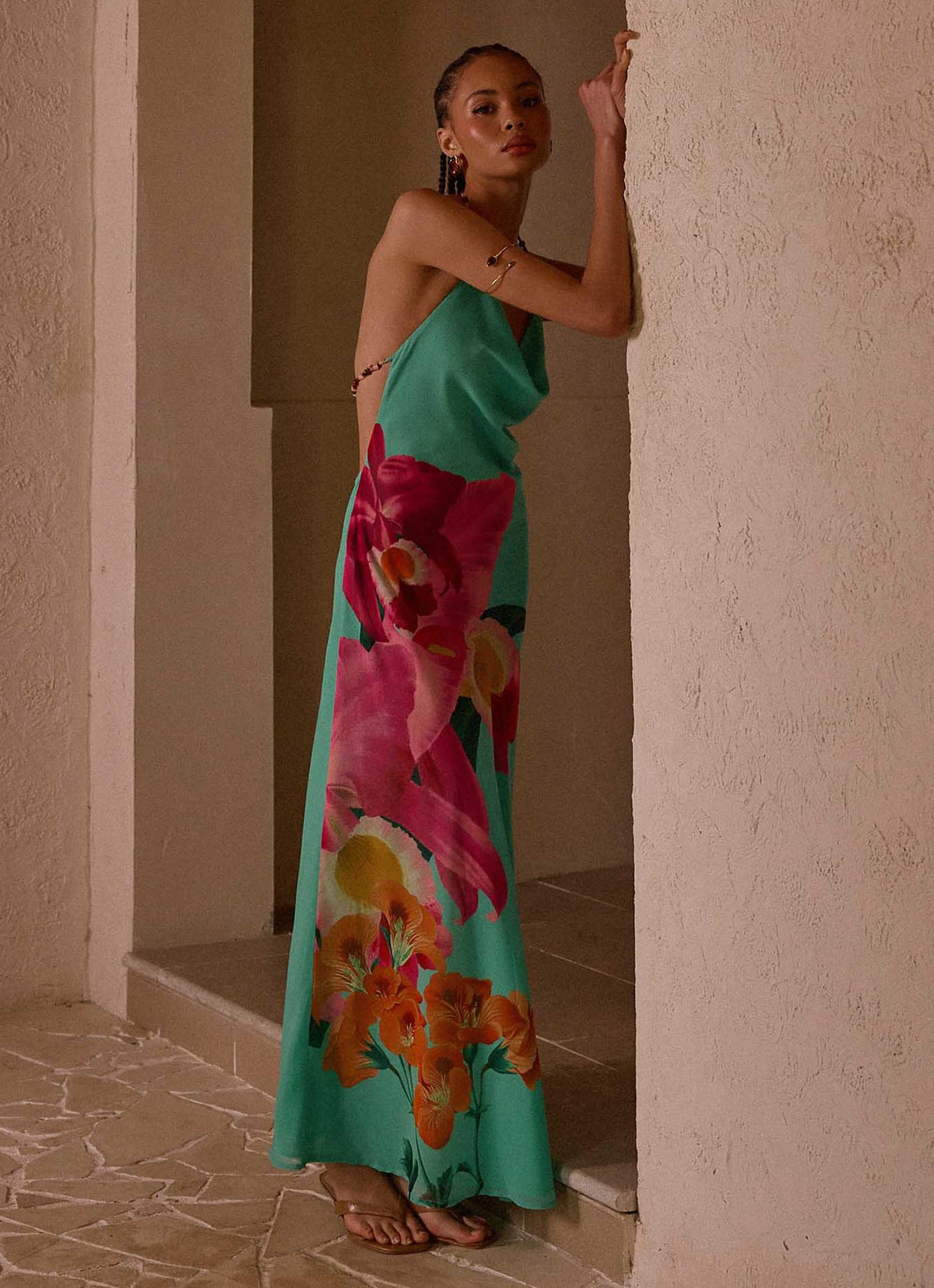 Morning Crush Cowl Maxi Dress - Jungle Bloom