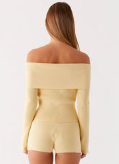 Muted Muse Knit Mini Short - Yellow