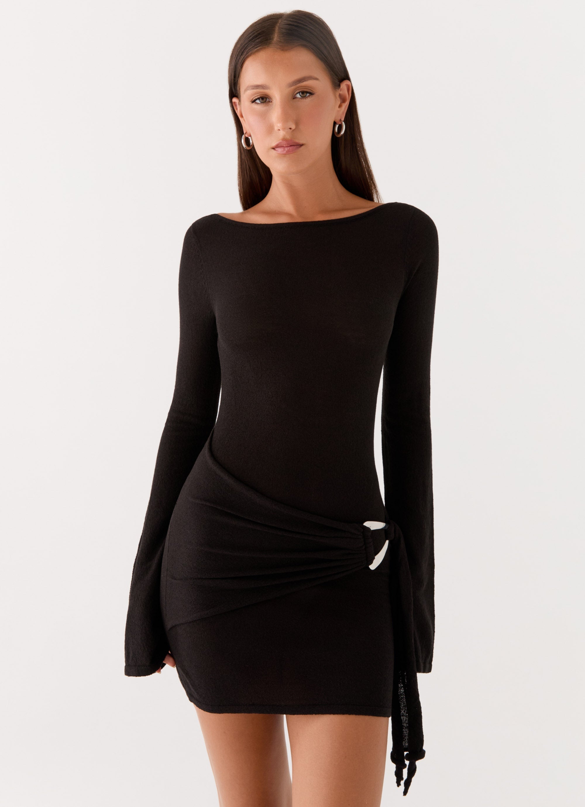 Niella Long Sleeve Wrap Mini Dress - Black