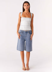No Drama Strap Top - Grey Check