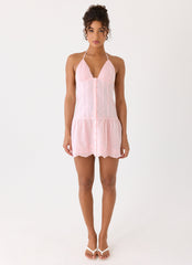 Non Stop Halter Mini Dress - Pink
