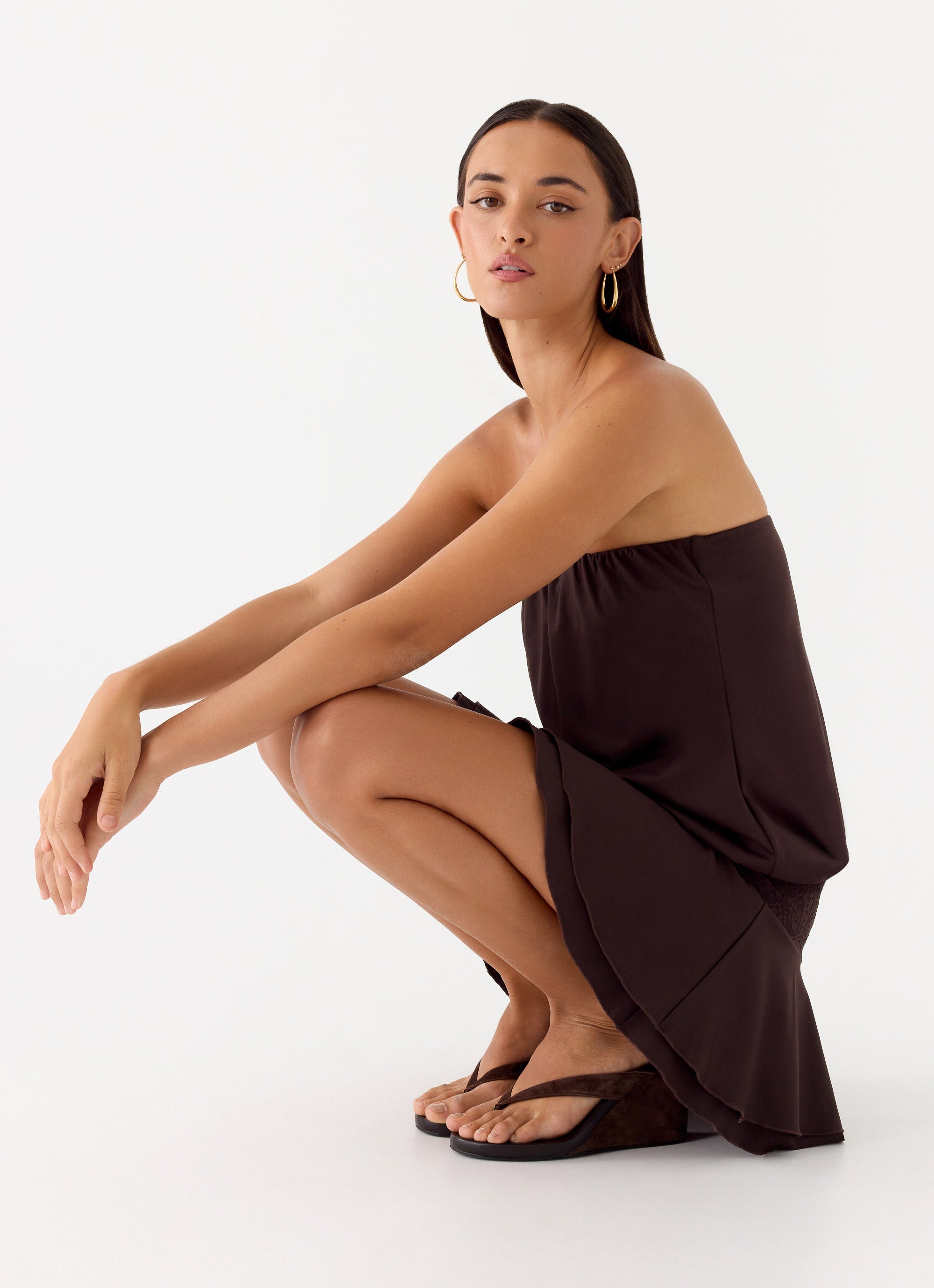 Noreen Strapless Mini Dress - Chocolate Torte