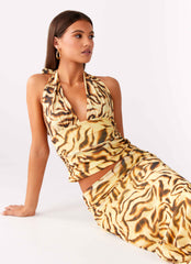 Not My Problem Hater Neck Top - Yellow Zebra