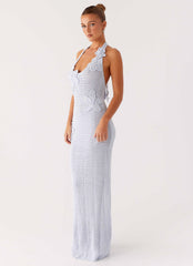 Novalee Flower Crochet Maxi Dress - Blue