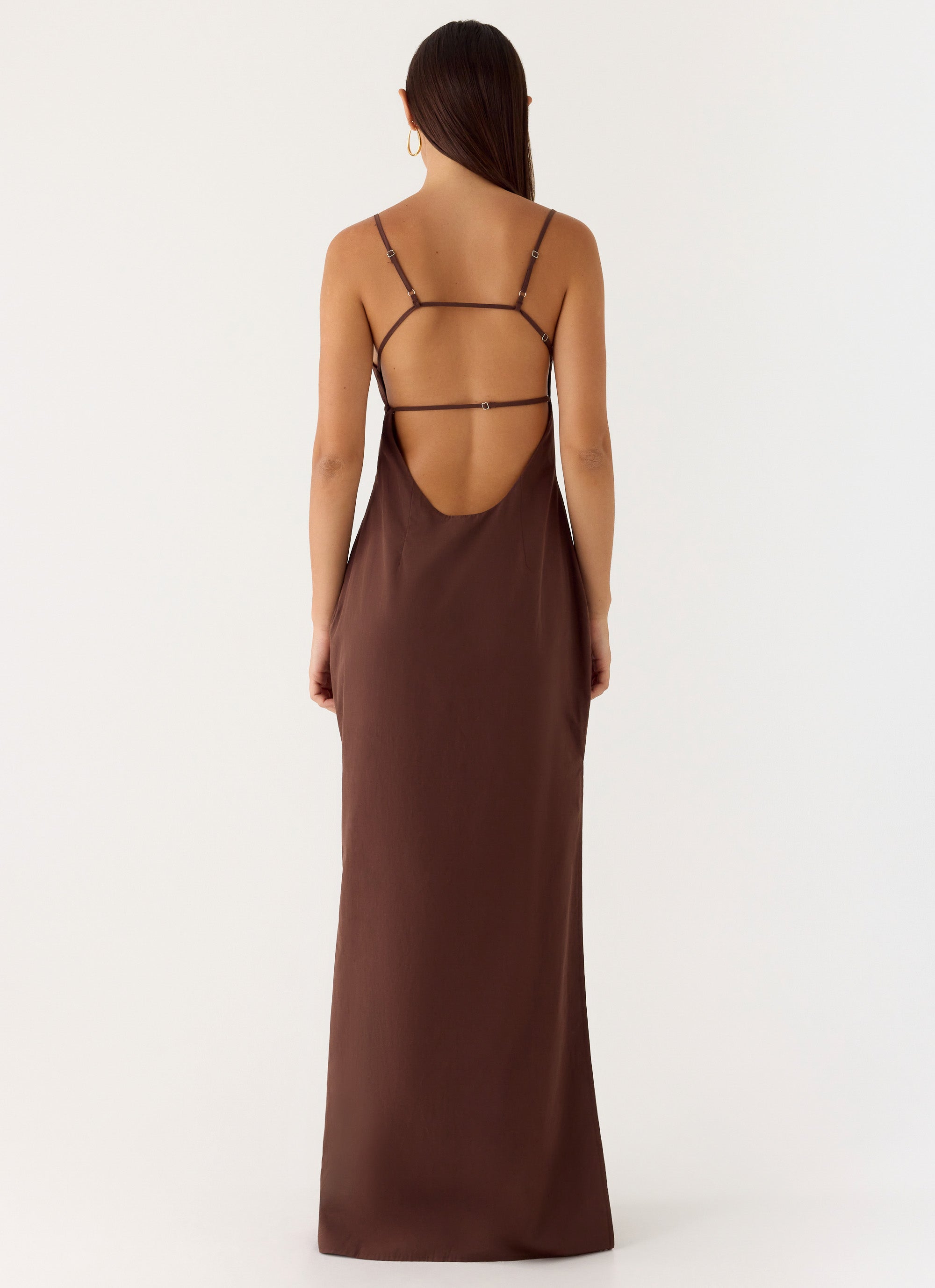 Off The Table Linen Maxi Dress - Chocolate