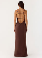 Off The Table Linen Maxi Dress - Chocolate
