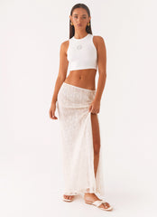 Opal Sequin Maxi Skirt - White