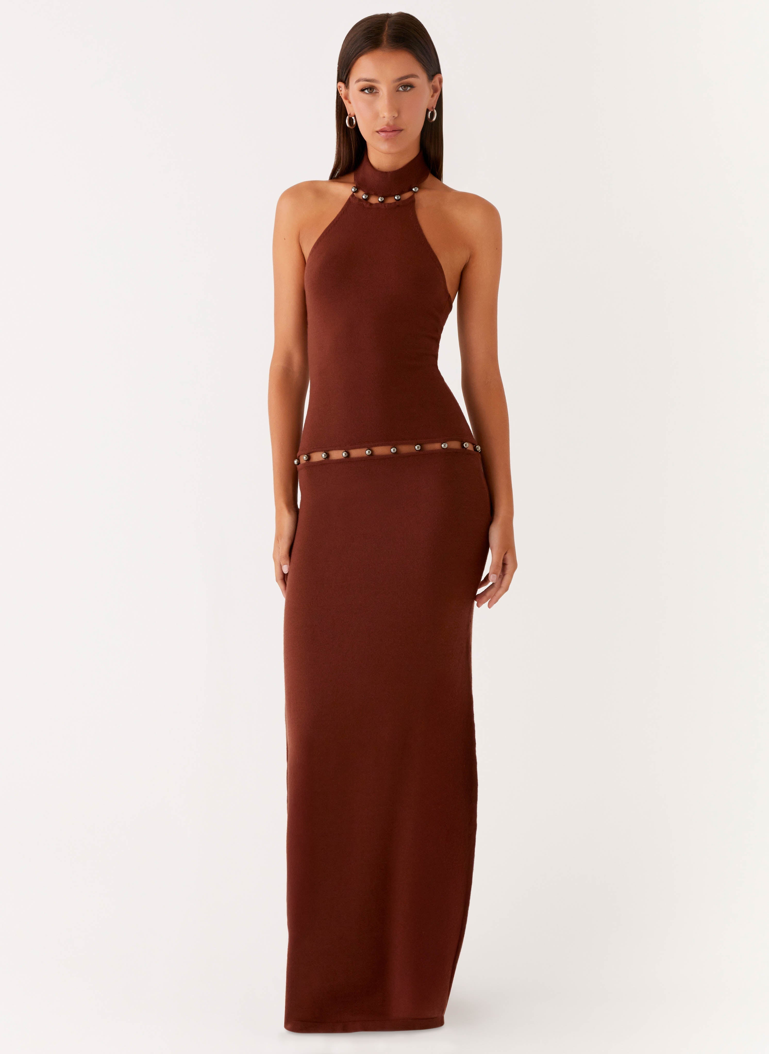 Opaline Knit Maxi Dress - Chocolate