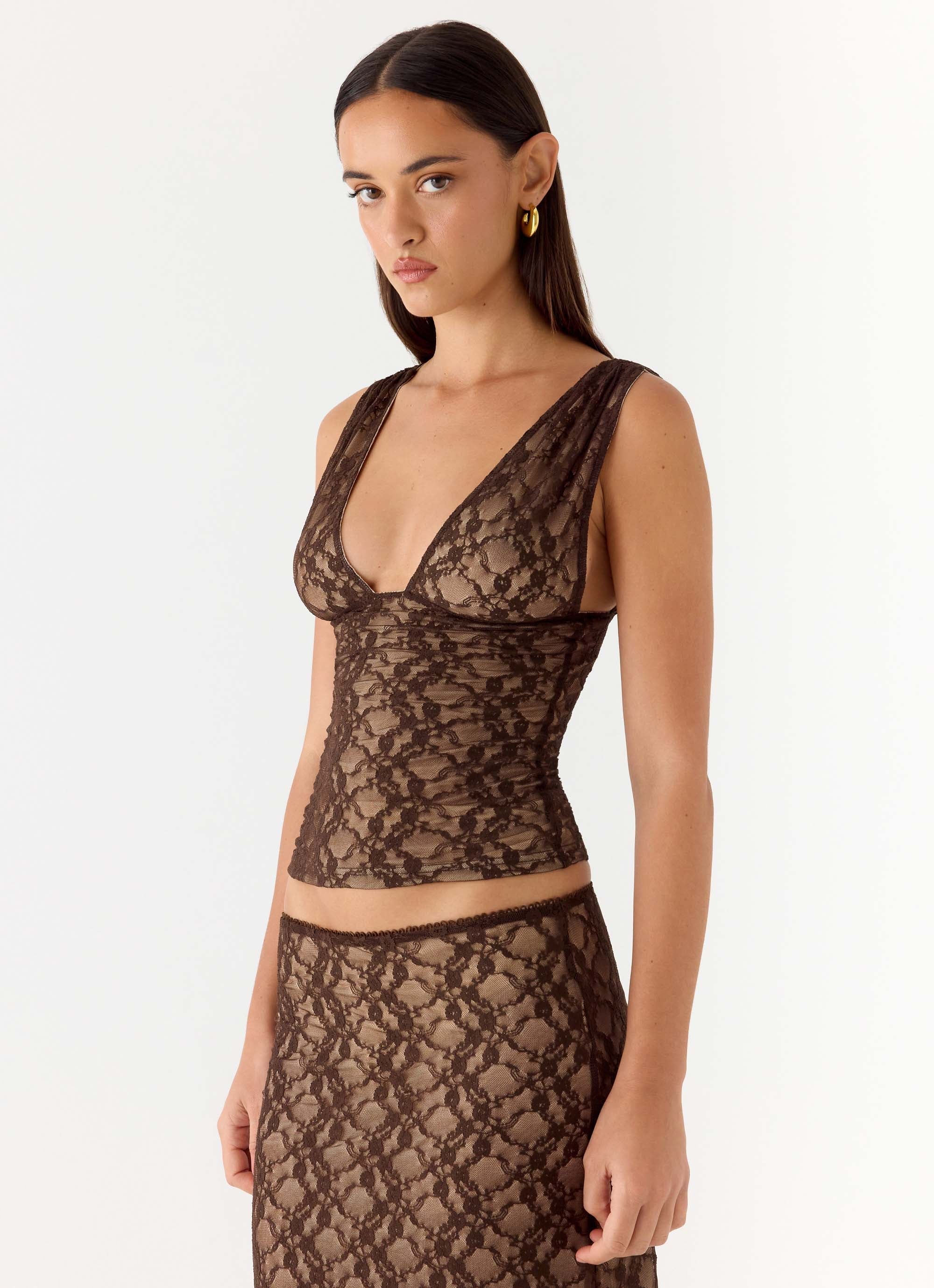 Options Lace Top - Chocolate
