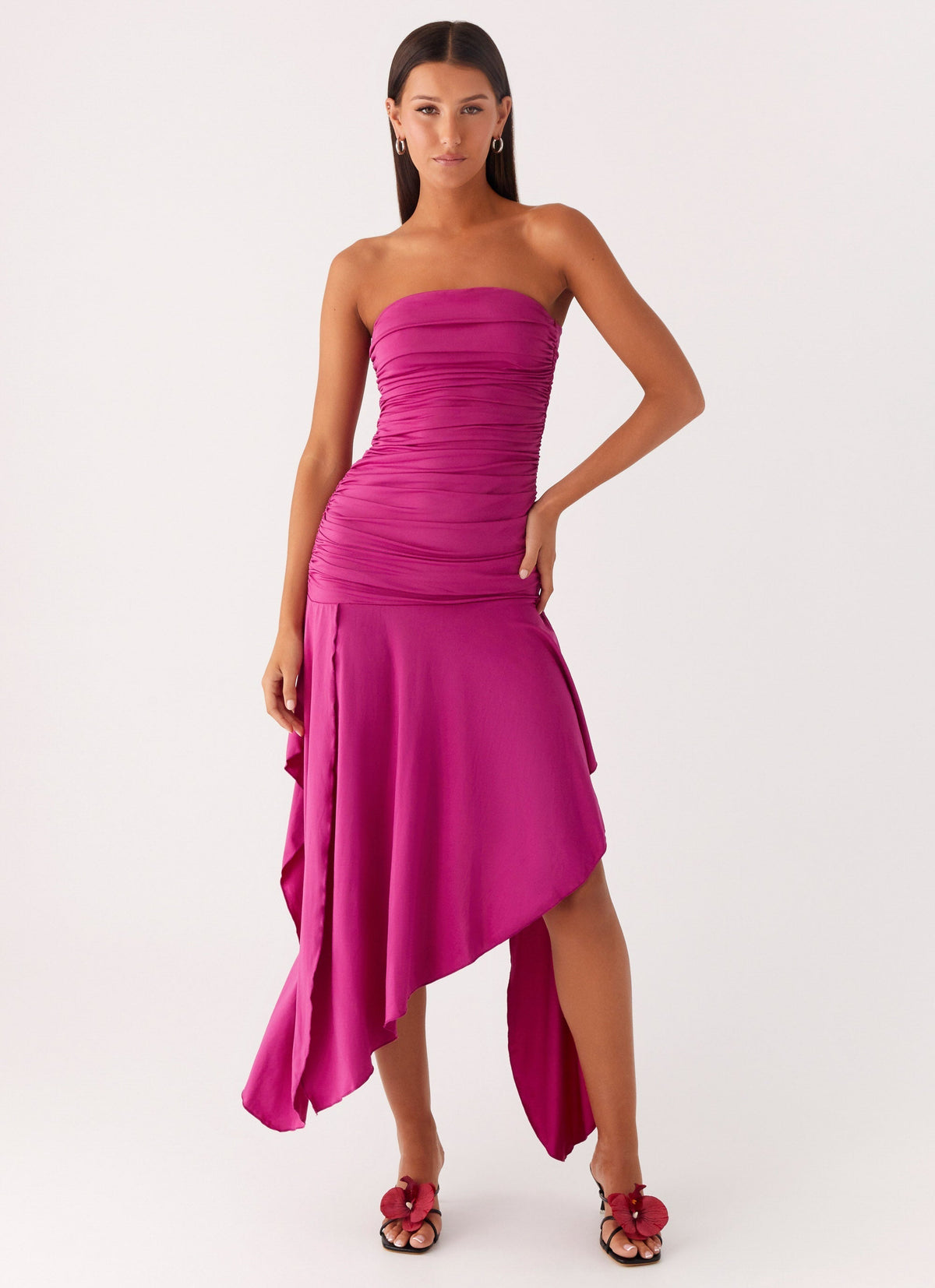 Ora Strapless Maxi Dress - Fuchsia