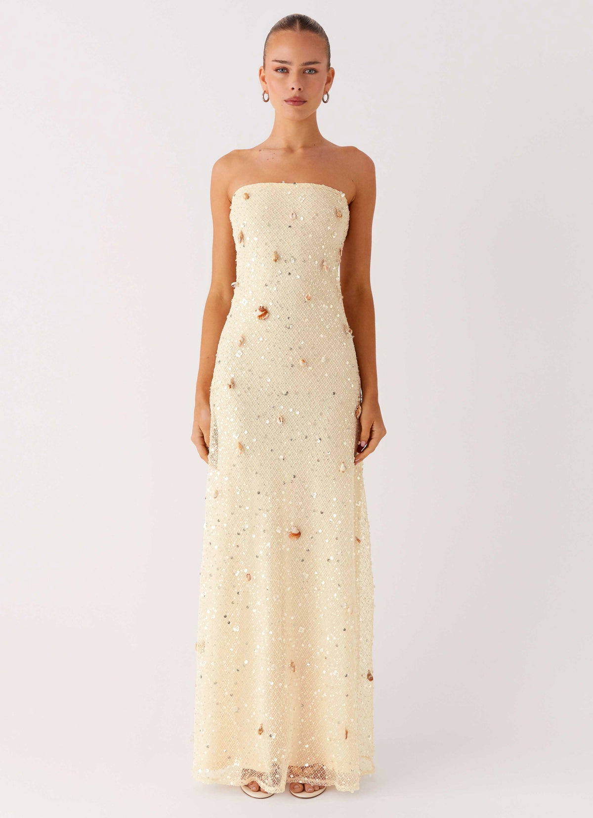 Orelli Shell Sequin Knit Maxi Dress - Ivory